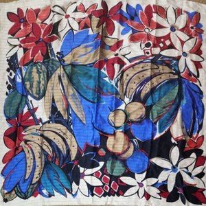CHRISTIAN FISCHBACHER FLORAL  fruit soft‎ bright colors silk scarf 33×33